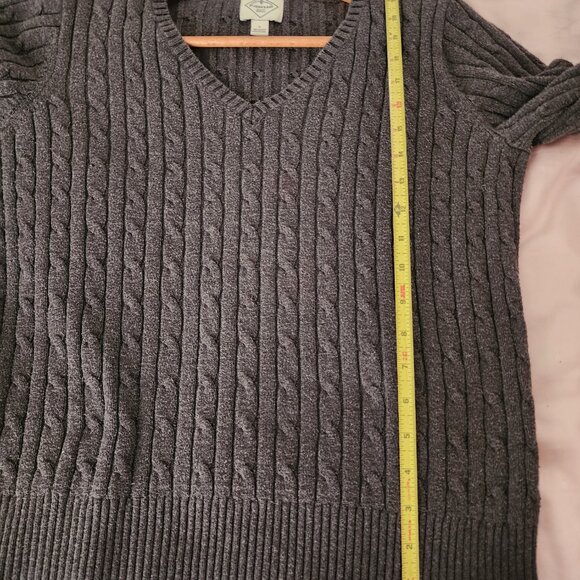 St. John’s Bay Women’s Cable Knit V-Neck Sweater Gray Size L - Picture 5 of 5